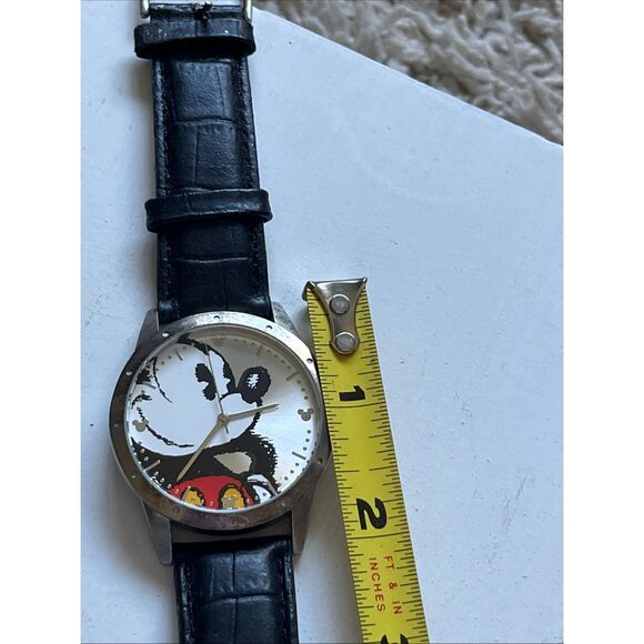 Limited Release Mickey Disneyland Resort Watch St Steel Back Black Leather Band - Picture 3 of 8